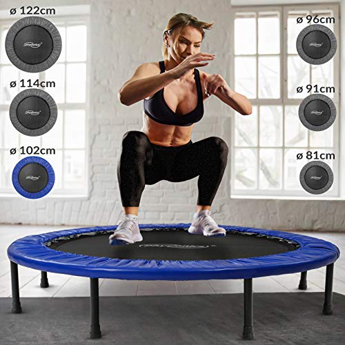 Physionics Mini Trampolino - Diametro a Scelta (Ø 81, 91, 96, 102, 114, 122 cm), Piedini Antiscivolo, da Interno e Esterno - Tappeto Elastico, da Fitness, per Saltare