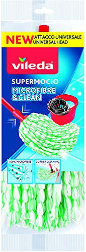 Vileda Supermocio Fiocco Microfibre&Clean, Mocio in Microfibra, Compatibile con Attacco Universale, Stringhe Attorcigliate, Fiocco Ricambio, 1 Pezzo