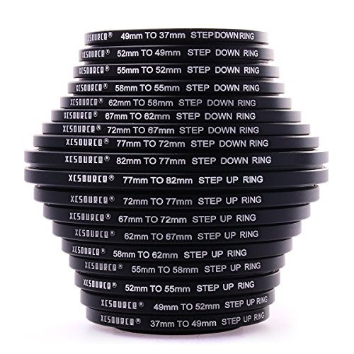 XCSOURCE - Set di 18 adattatori da 37 49 52 55 58 62 67 72 77 82 mm Step Up + Step Up + Step Down Ring Filter Stepping Adapter / 9 x Step Up + 9 x Step Down Ring Filter Step Up DC453