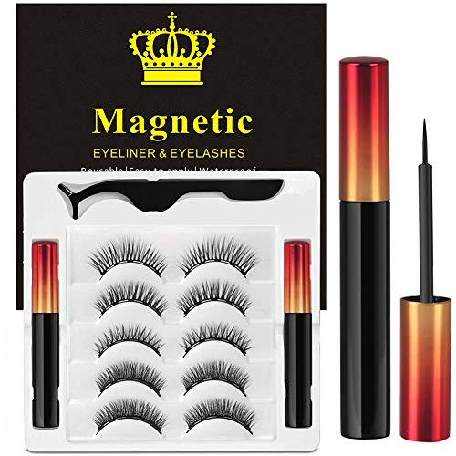 Ciglia Magnetiche Con Eyeliner Magnetico Kit, 5 Paia Di Ciglia Finte Naturali E Di Lunga Durata, Ciglia Finte Magnetiche Riutilizzabili Senza Colla