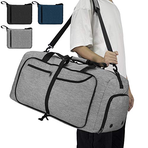 NEWHEY Ultra-Leggero Borsone da Viaggio Impermeabile Borsoni Palestra Pieghevole 65L Grande capacità Duffel Bag Travel per Campeggio Viaggio Palestra Sport Vacanza Uomo e Donna