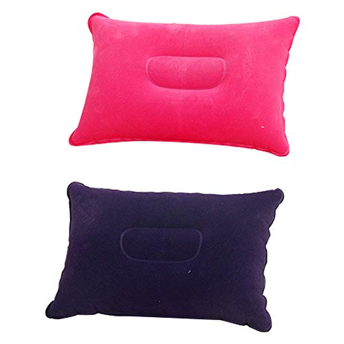 Ndier - Set di 2 cuscini gonfiabili da viaggio Cuscino da campeggio portatile e leggero, per attività all'aperto, rosa e viola
