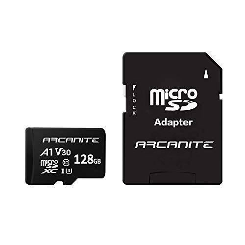 ARCANITE, 128 GB microSDXC scheda di memoria con adattatore SD, A1, UHS-I U3, V30, 4K, Ultra HD, Classe 10, Velocità di lettura fino a 90 MB/s