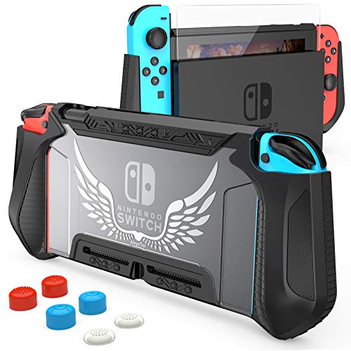 HEYSTOP Custodia per Nintendo Switch, TPU PC Protettiva Cover Case per Console Nintendo Switch Utilizzabile nel Dock con Copri Analogico