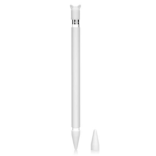 Hydream Custodia in Silicone per Apple Pencil Premium Case Accessorio Grip Holder Supporto Cover Protettiva con Tappo Connettore Ricarica e 2 Punte Copertura per iPad PRO 9.7/10.5/12.9 Pen (Bianco)
