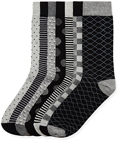 Marchio Amazon - find. 7 Pack Ankle Sock, Calze Uomo, Nero (Grey Black Mix), 44-47 EU, Label: 10-12 UK