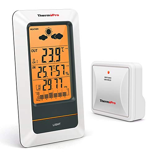 ThermoProTP67 Stazione Meteo Ricaricabile Termometro Igrometro Wireless da Interno Esterno Misuratore di Temperatura e umidità Digitale con Sensore Resistente al Freddo e Impermeabile per Casa