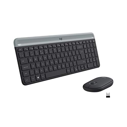 Logitech MK470 Kit Mouse e Tastiera Wireless per Windows, Ricevitore USB Unifying 2.4 GHz, ‎Sottile, Compatto, Silenzioso, Batteria Lunga Durata, PC/Laptop, Layout Italiano QWERTY, ‎Grigio