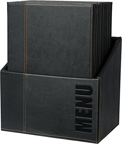 Securit Menu- Box con 20 menu in formato A4 nero Trendy con 1 inserto doppio