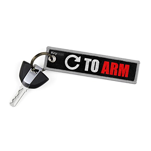 KeyTails - Targhetta portachiavi di prima qualità, per moto, auto, scooter, quad e fuoristrada, con scritta “Turn To Arm”, grigio
