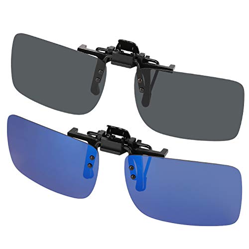 Hifot Clip su occhiali da sole 2 pezzi, polarizzata lente adatta sopra occhiali, Flip up senza telaio miopia occhiali da sole