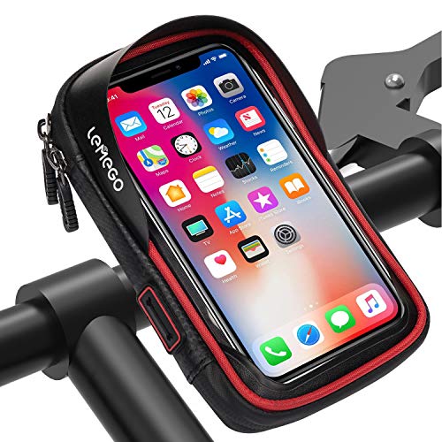 LEMEGO Borsa Bici Cellulare Bicicletta Manubrio Impermeabile Ciclismo Telaio Supporto da Porta Smartphone Compatibile per iPhone X 8 7 6 Plus Samsung Galaxy S8 S7 Edge Fino a 6 Pollici (Rosso)