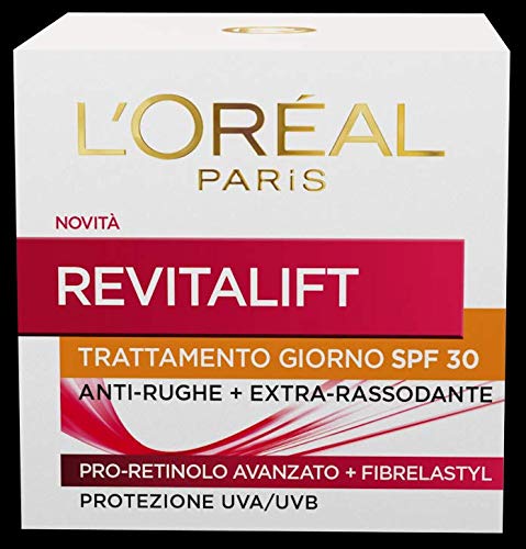 L'Oréal Paris Trattamenti Revitalift Crema Viso Giorno Antirughe con Pro-Retinolo Avanzato, Protezione Solare SPF 30, 50 ml