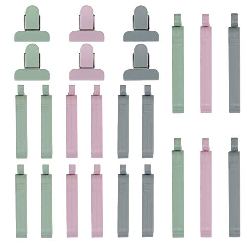 SEELOK Clip di Tenuta, 24 pezzi Chip Bag Plastic Clip Colorful Clip Clamp Sealer Per Alimenti e Snack (24PCS)