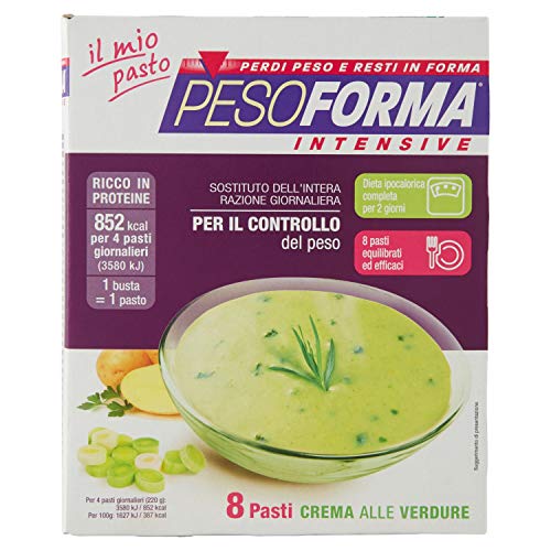 Pesoforma Intensive Crema alle Verdure - Pasto sostitutivo dimagrante salato - Confezione da 8 pasti green - 213 Kcal