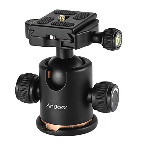 Andoer Testa a Sfera per Treppiede Monopiede Fotocamera e Videocamera con Piastra a Sgancio Rapidio Max Carico 3KG