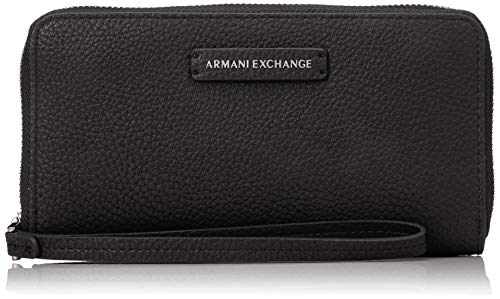 Armani Exchange Zip-around Wristlet Wallet - Portafogli Donna, Nero (Black), 10x10x10 cm (W x H L)