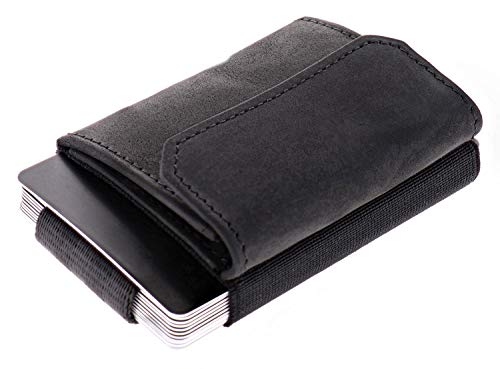 JAIMIE JACOBS 'Nano Boy Pocket' Mini Portafoglio uomo con Portamonete, Porta Carte di Credito dal design minimalista, Mini Wallet, Porta tessere slim tascabile (Pelle di bufalo Negro)