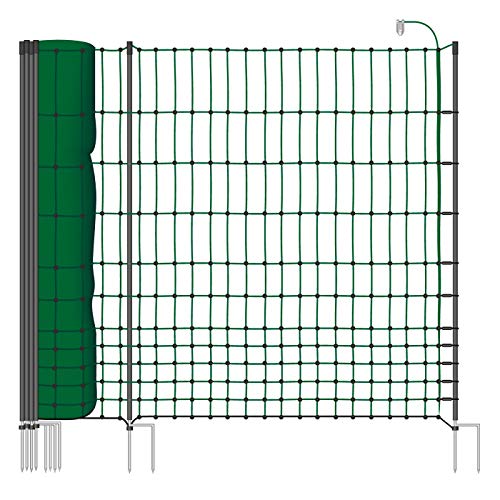 VOSS.farming Rete pollame Classic+ 50 m, per recinzioni elettrificabili, 112 cm di Altezza, a Punta Doppia, Dotata di 20 Pali, Colore Verde