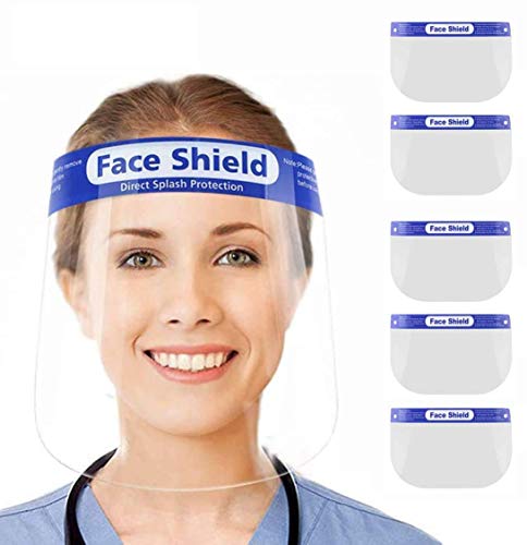 5PCS protezione viso, copertura trasparente regolabile anti-spruzzo, anti-saliva copertura facciale