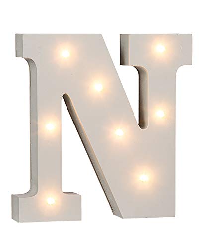 Lettera N in legno illuminabile Out of the blue, Con 8 LED