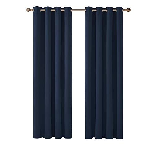 Deconovo Tende Oscuranti Termiche Isolanti Moderne con Occhielli per Finestre Soggiorno 132x213cm 2 Pannelli Blu Navy