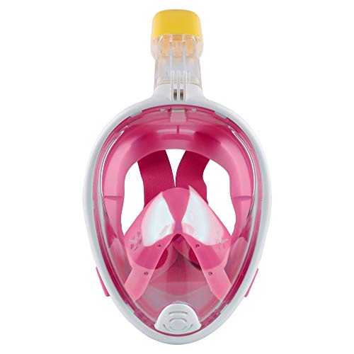 Wsobue Maschera Subacquea, Maschera da Snorkeling per Adulti e Bambini,Panoramica a 180°con Montatura per Camera D'azione Rimovibile Anti-Nebbia Anti-perdite Maschere da Immersione (Rosa S/M)