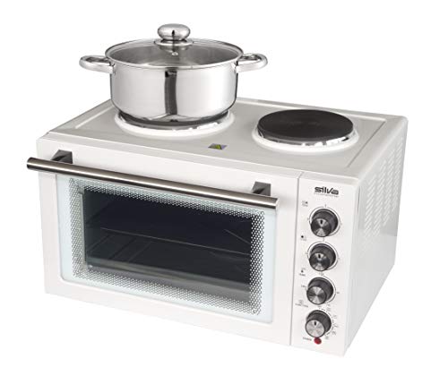 Silva-Homeline, KK 2900, 3300, cucina con funzione di ventilazione e grill, elevata capacità di cottura da 30 l, 3 ripiani, inclusi griglia, teglia per pizza e girarrosto, colore: bianco