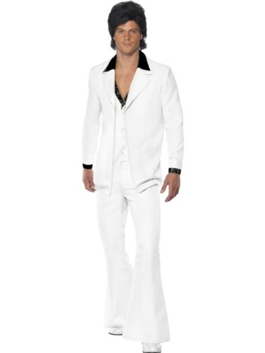 Smiffy's - Costume Anni '70, Uomo, taglia: Large, colore: Bianco