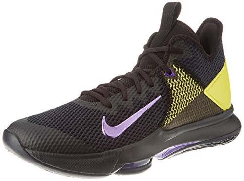 Nike Lebron Witness IV, Scarpe da Basket Uomo, Black/Voltage Purple/Opti Yellow/White/Vivid Purple/Dk Smoke Grey, 44 EU