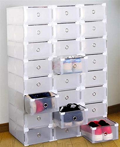 Homgrace 20 scatole Trasparente Plastica Shoe Scatole con Coperchio Impilabile Pieghevole Scatola di Scarpe
