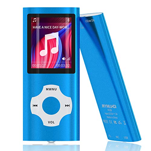 Mymahdi lettore portatile MP3 / MP4, blu scuro con schermo da 1,8 pollici e slot per schede memory card, supporto memory TF a 128GB