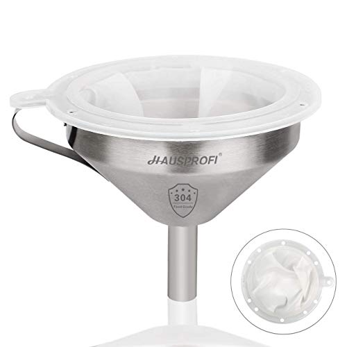 HAUSPROFI - Imbuto in Acciaio Inox da 5 Pollici/13cm e Filtro a 200 mesh Rete Jam Straining Filtro per la Trasmissione di ingredienti liquidi