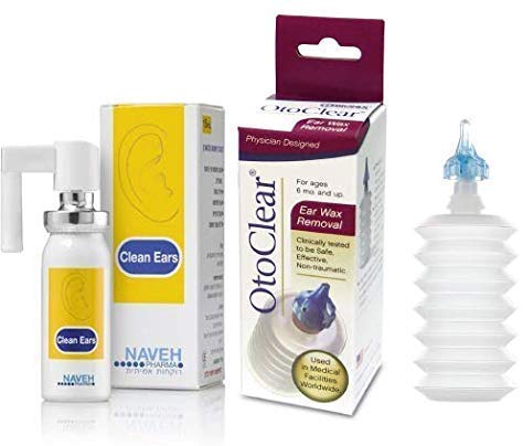 Siringa Oto Clear per cerume + Clean Ears Pompa spray set da 15ml, Rimozione cerume, pulizia orecchie, pulizia orecchie