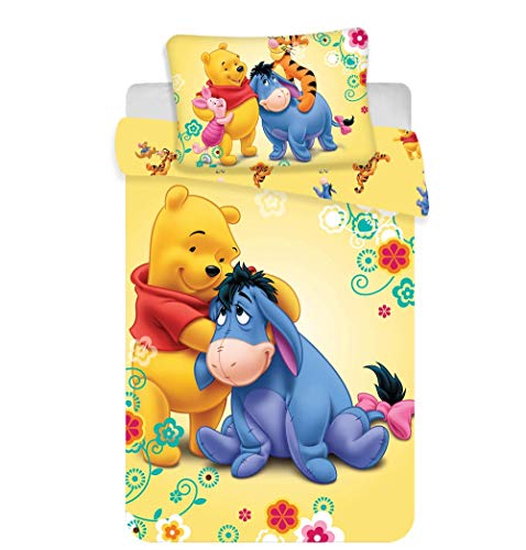 Jerry Fabrics Set di Biancheria Winnie The Pooh Disney per Bambini, in Cotone, Multicolore, Dimensioni 40 x 60 + 100 x 135 cm