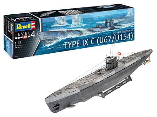 Revell- German Submarine Type IX C U67/U154 Kit di Modelli in plastica, Multicolore, 1/72, 05166
