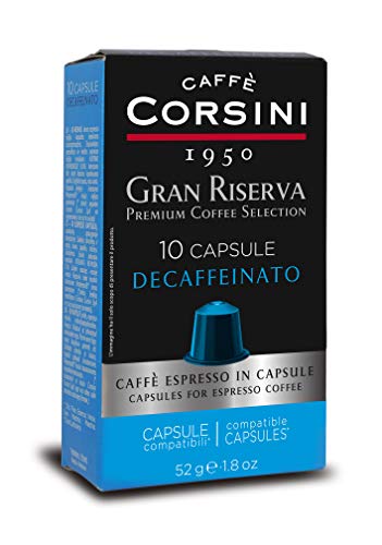 Caffè Corsini - Gran Riserva Decaffeinato, Miscela di Caffè Espresso Decaffeinato in Capsule Compatibili Nespresso* - il Caffè Espresso Decaffeinato Italiano , 6 Confezioni da 10 capsule