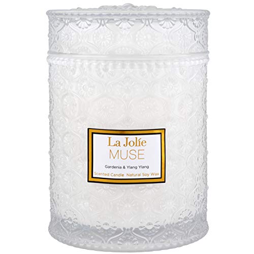 La Jolíe Muse Candele Profumate, Gardenia & YlangYlang, Durata: Fino a 90 Ore, Giara Grande, 19.4Oz /550g