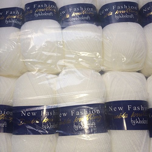 5 x 100g Woolcraft Dk Double Knitting Wool , Yarn (5 x 100g White 7f76)