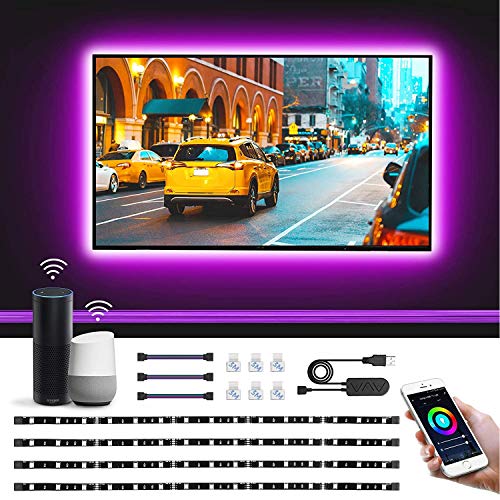 Lepro Striscia LED RGB Alexa Intelligente per TV USB Ricaricabile 2M, Smart Strisce WiFi Controllo da Voce e App, 16 Millioni Colori e Luce Dimmerabile Compatibile con Alexa/ Google Home, 2.4GHz WiFi