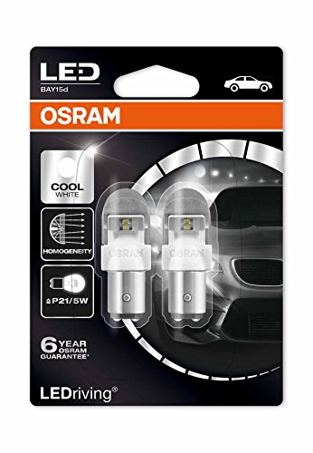 Osram 1557CW-02B Lampadina 6000K Bay15D Cool White 2W/0.4W 12V LEDriving, P21/5W, Set di 2