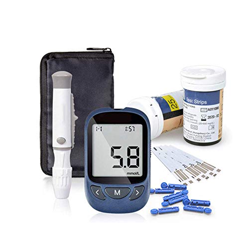 Glucosio nel sangue kit monitoraggio dello zucchero nel sangue test della glicemia con 50 strisce reattive e 50 lancette per diabetici in mg/dL di Exactive VITA
