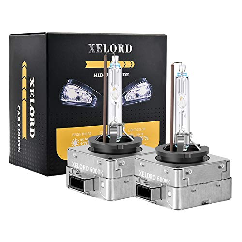 XELORD D1S Xenon Lampadina 6000K Bianco Auto Fari, 35W 12V Lampadine HID Alta Luminosità (Confezione Da 2)