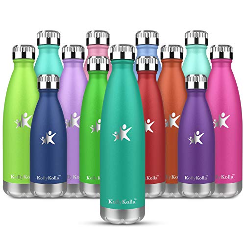 KollyKolla Bottiglia Acqua, Borraccia Termica in Acciaio Inox 500ml, Bottiglia Bambini Isolamento Sottovuoto a Doppia Parete, Bottiglia Sports Senza BPA per Escursionismo, Yoga, Bicicletta, Scuola