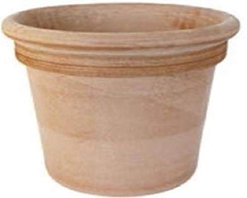 VASO CILINDRO IN TERRACOTTA (EFFETTO GRAFFIATO) + SOTTOVASO CM. 29 IN TERRACOTTA - PER PIANTE E FIORI; DIAMETRO CM. 33, ALTEZZA CM. 30. GIARDINAGGIO FIORIERA IN COTTO