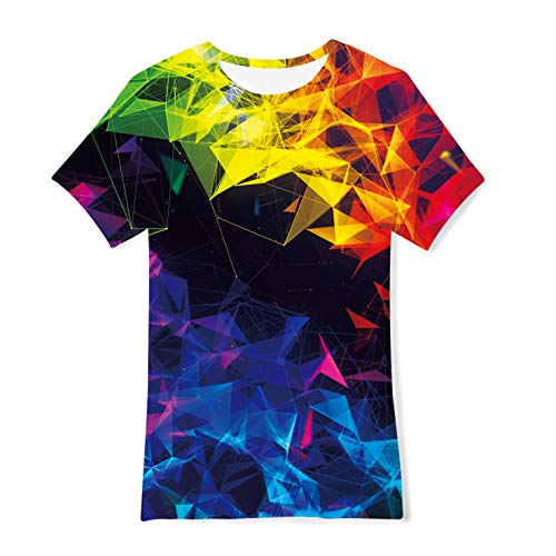 TUONROAD Ragazzo T Shirt 3D Colorata Geometrico Girocollo Maglietta da Bambino 10-12 Anni