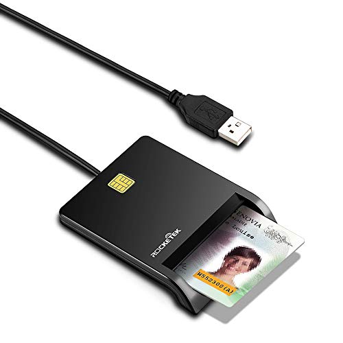 Rocketek Lettore Smart Card USB-Dod Militare USB Adattatore per Lettore di Schede CAC per Accesso Pubblico/Carta D'identità/SIM/IC Bank Chip Card Compatibile con Windows XP/Vista / 7/8/10, Mac OS