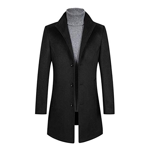 Allthemen Trench da Uomo Colletto alla Coreana Cappotto di Lana Casual Cappotto Lungo Invernale Cappotto Monopetto