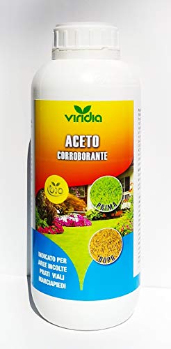 viridia Aceto Concentrato diserbante Naturale Biologico, dissecante con Acido acetico 1000 ml Effetto diserbante Biologico Made in Italy per Aree incolte, Prati viali,marciapiedi