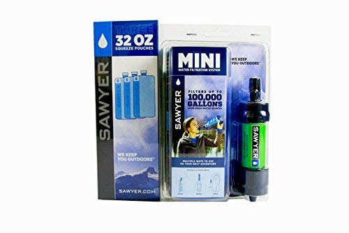 SAWYER Mini - Filtro acqua originale SPARSET con 3 sacchetti da 1 litro o 2 sacchetti da 2 litri, - Sawyer Mini verde, 2 x 2 Liter